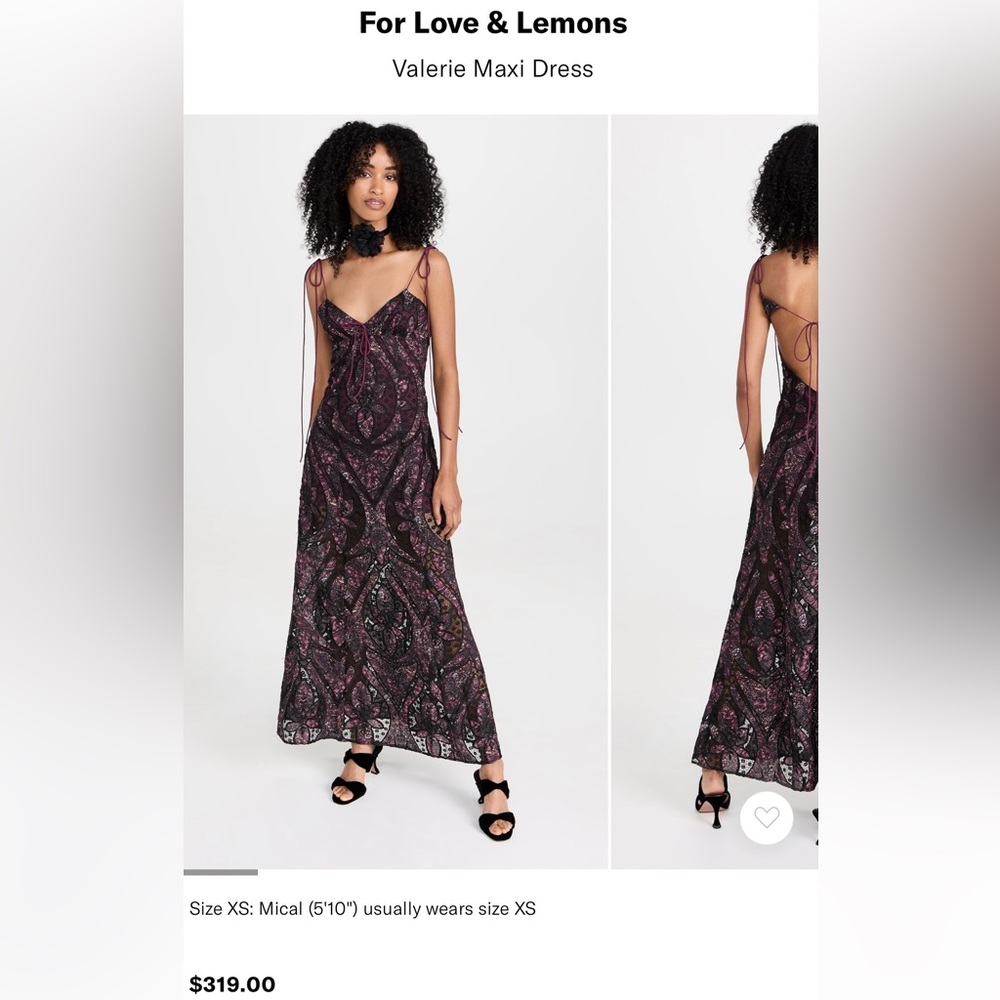 For Love & Lemons Backless Paisley Maxi Dress in Plum and Black